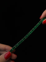 15CT Emerald Cut Natural Green Emerald Tennis Bracelet Solid Gold Lifestyle 1