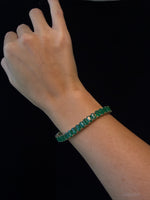 15CT Emerald Cut Natural Green Emerald Tennis Bracelet Solid Gold Lifestyle 4