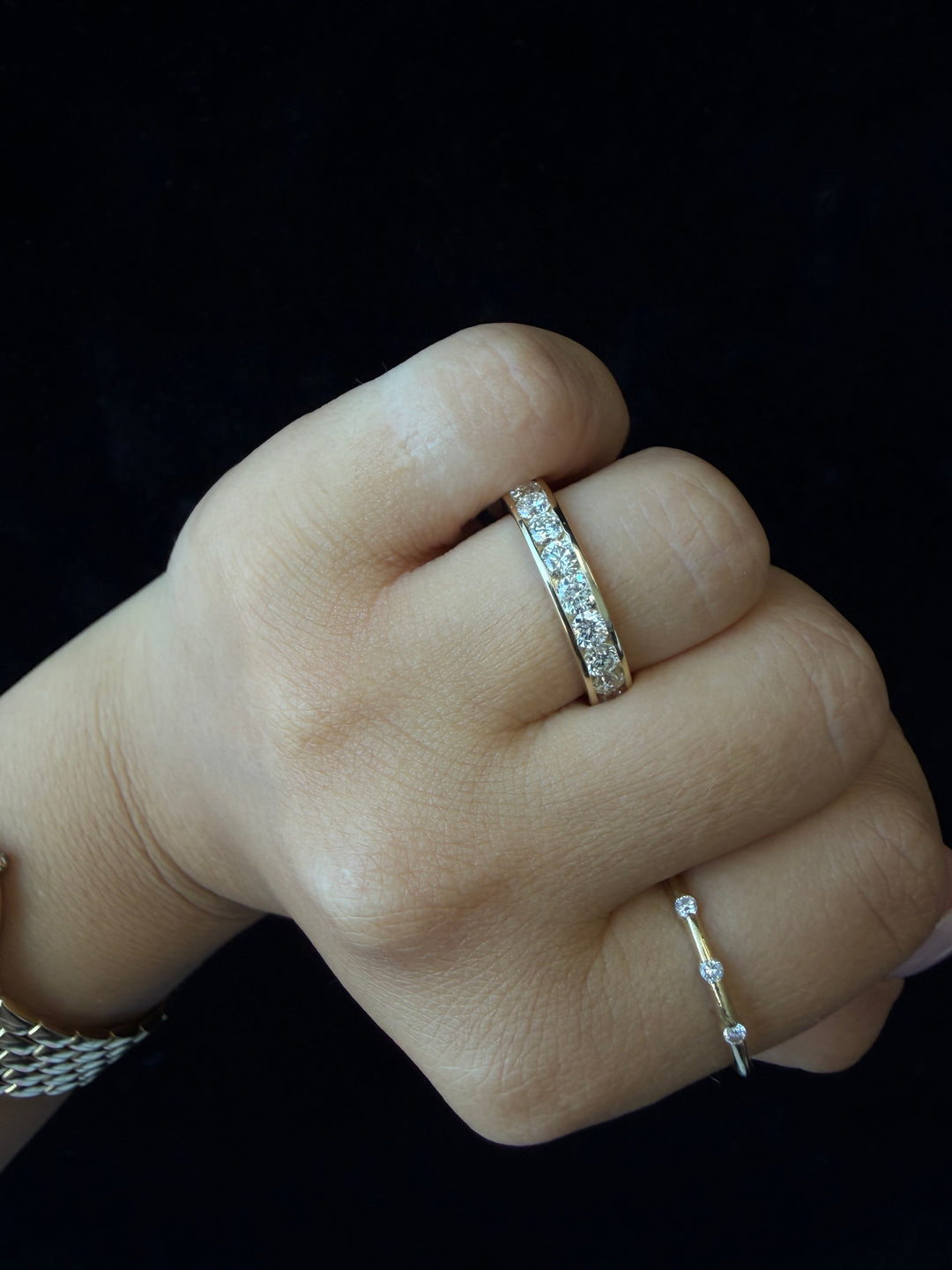 Venti - Channel Set Round Diamond Eternity Band Lifestyle 2