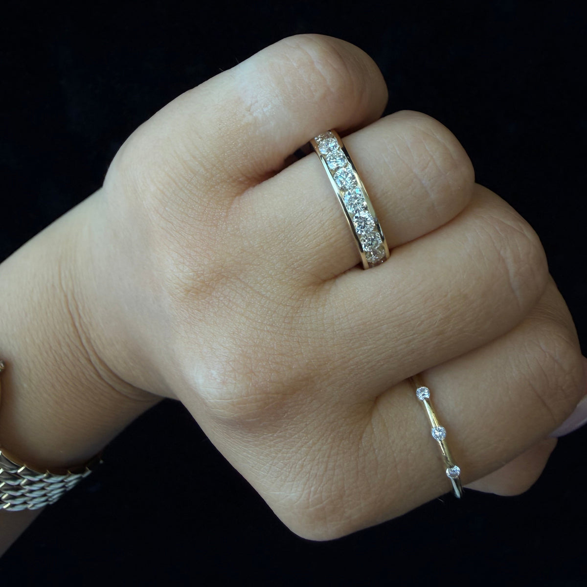 Venti - Channel Set Round Diamond Eternity Band Lifestyle 2