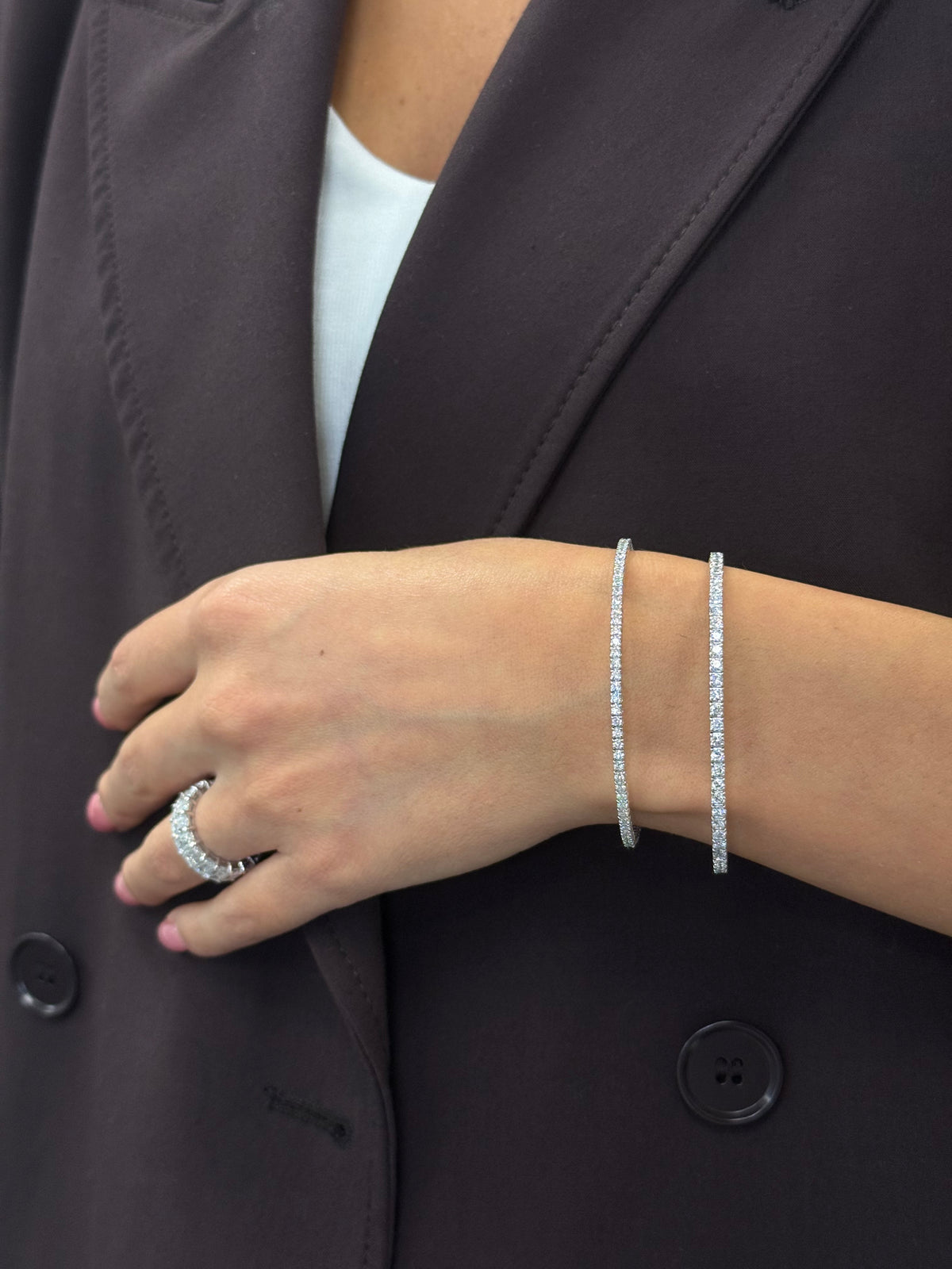 Flexible Natural Diamond Bangle in 14K Solid Gold  5