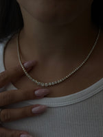 4 Prong Graduated Natural Diamond Tennis Necklace 18K Yellow Gold 5