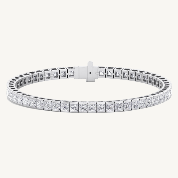 Princess Cut Natural Diamond Tennis Bracelet 14K Solid Gold