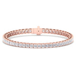 Princess Cut Natural Diamond Tennis Bracelet 18K Rose Gold