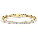 Princess Cut Natural Diamond Tennis Bracelet 18K Yellow Gold