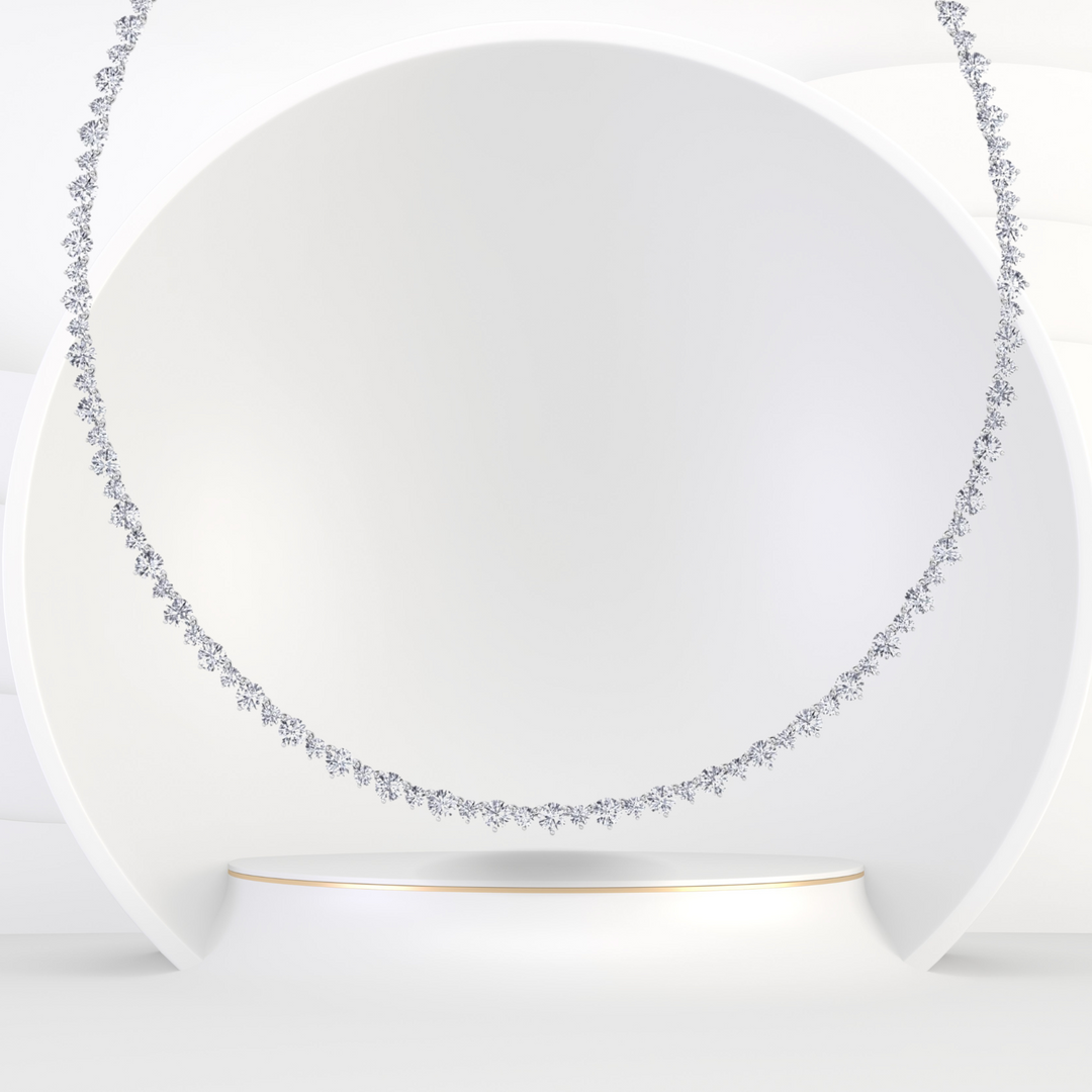 Alternating Size Diamond Tennis Necklace 3-Prong Setting
