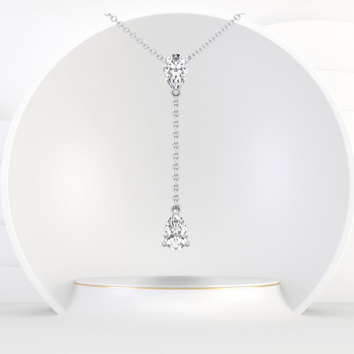 .50CT Pear Shape Natural Diamond Lariat Necklace