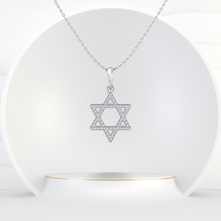 .35CT Star Of David Pendant Natural Diamond Pendant Necklace