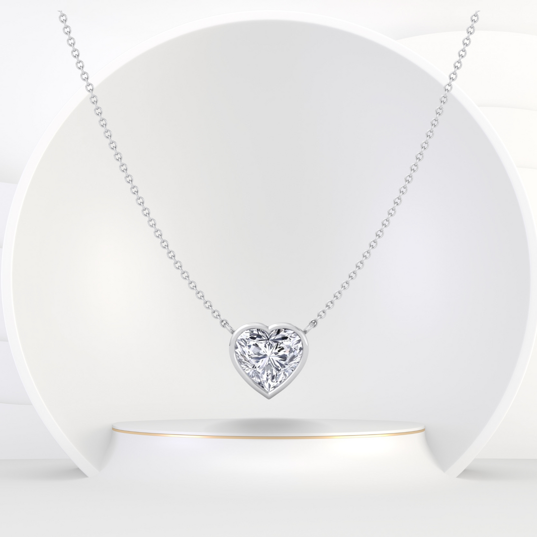 Heart Shape Natural Diamond Bezel Set Pendant