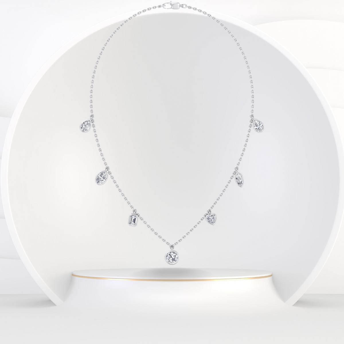 Multi Shape Natural Diamonds Station Necklace