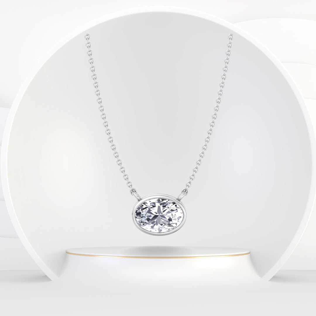 Lia - Bezel Set Oval Shape Diamond Pendant - Gem Jewelers Co