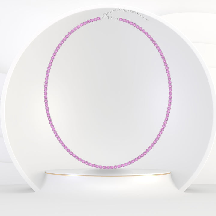 Adjustable Natural Pink Sapphire Tennis Necklace - Gem Jewelers Co