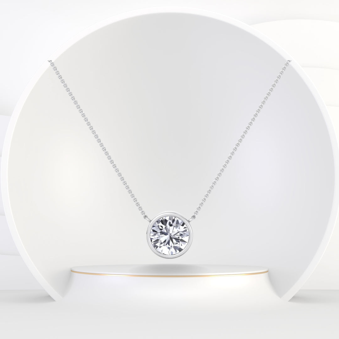 Orah - Bezel Set Round Diamond Pendant - Gem Jewelers Co