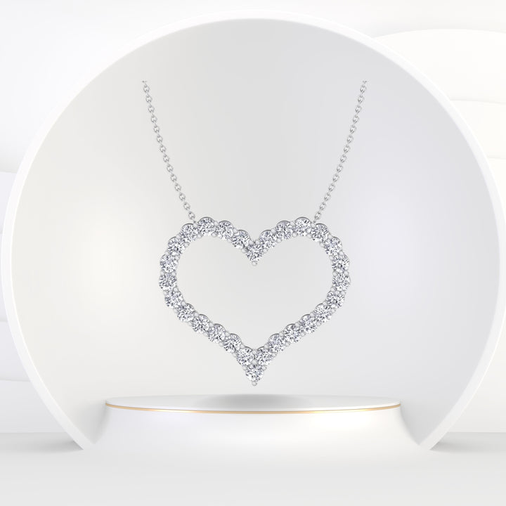 Aura - Open Heart Diamond Pendant Necklace (2.04CT ) Valentines Gift