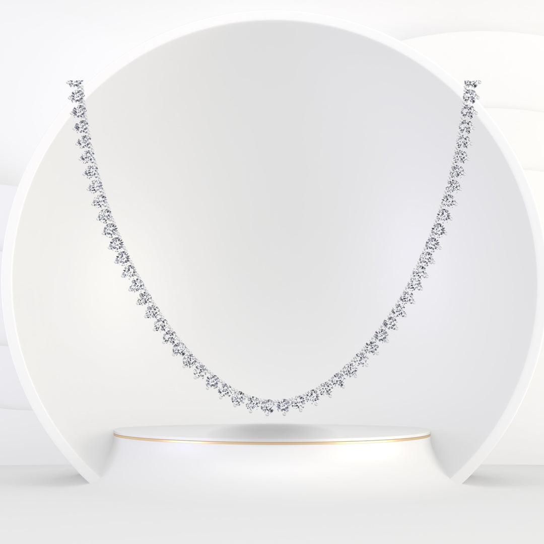 Hampton - 3 Prong Natural Diamond Tennis Necklace - Martini Style