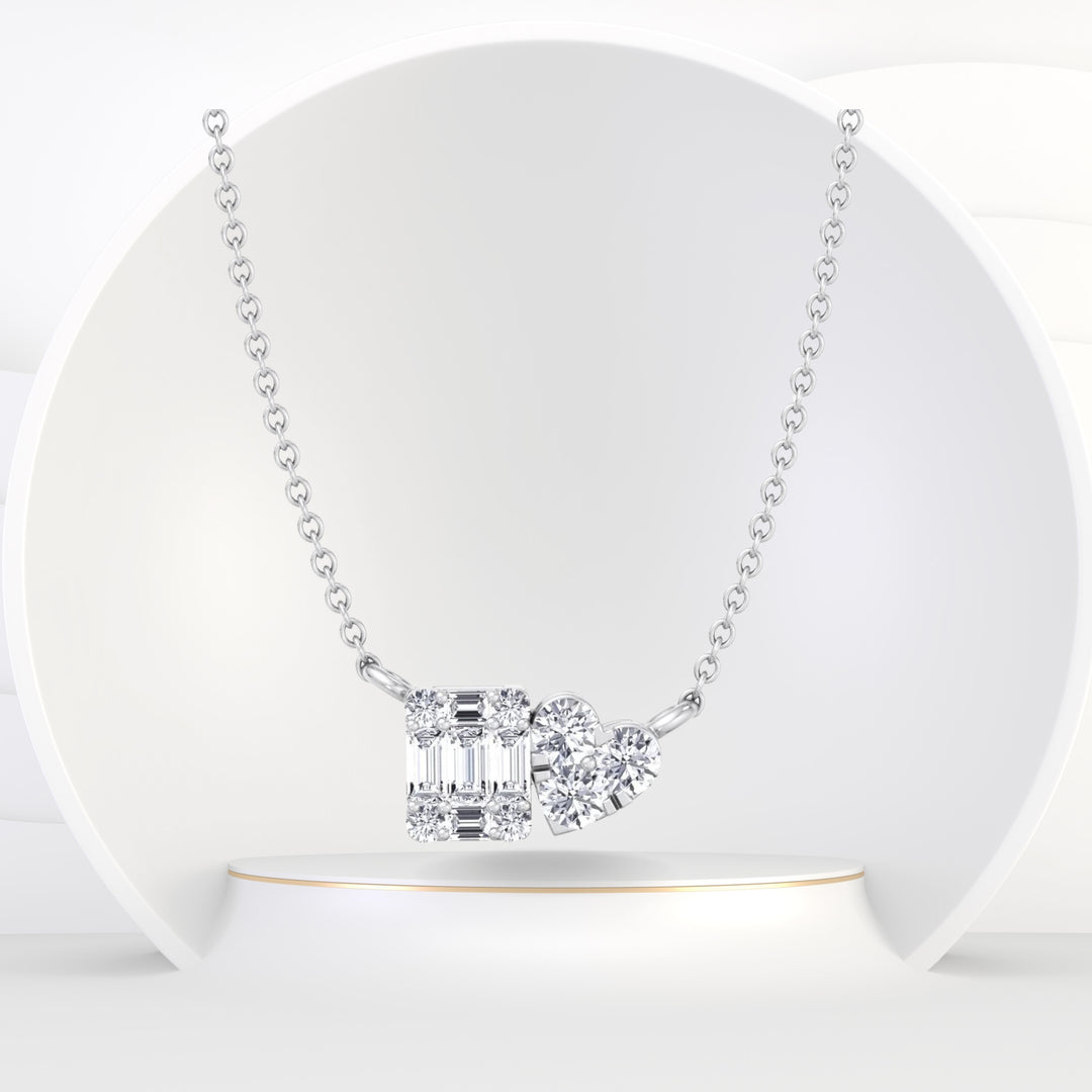 Graff - 0.75Ct Heart & Emerald Shape Cluster Diamond Pendant Necklace - Gem Jewelers Co