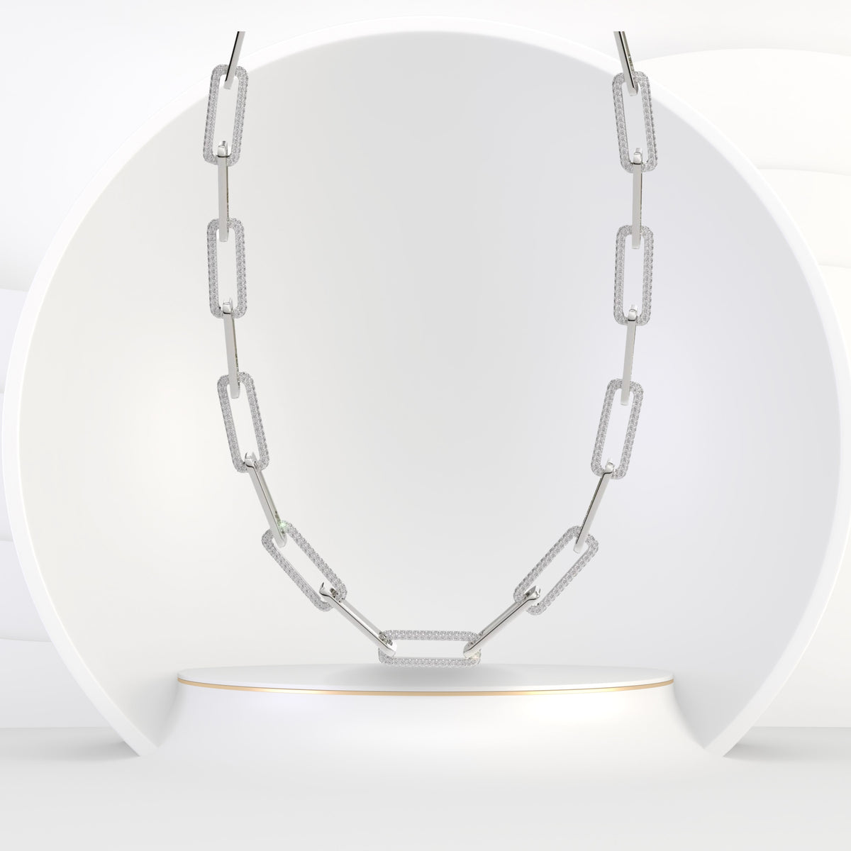 Domino - (5.35CT T.W.) Diamond Paperclip Link Necklace - Gem Jewelers Co