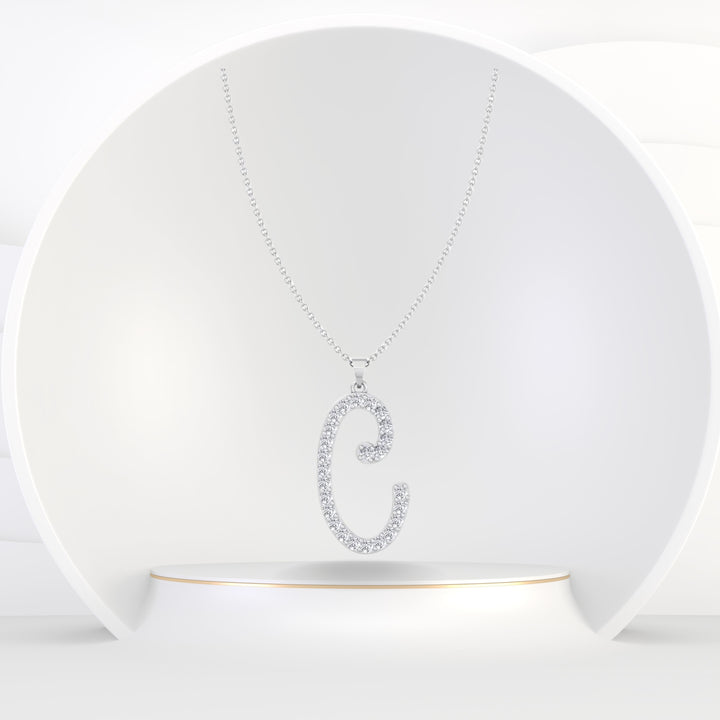 .35CT T.W. Custom Diamond Initial Pendant Necklace