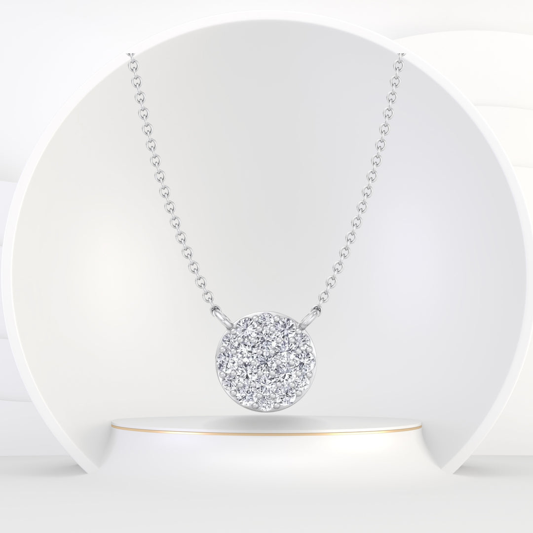 Cerchio - 1.24Ct T.W Pave Circle Pendant Diamond Necklace