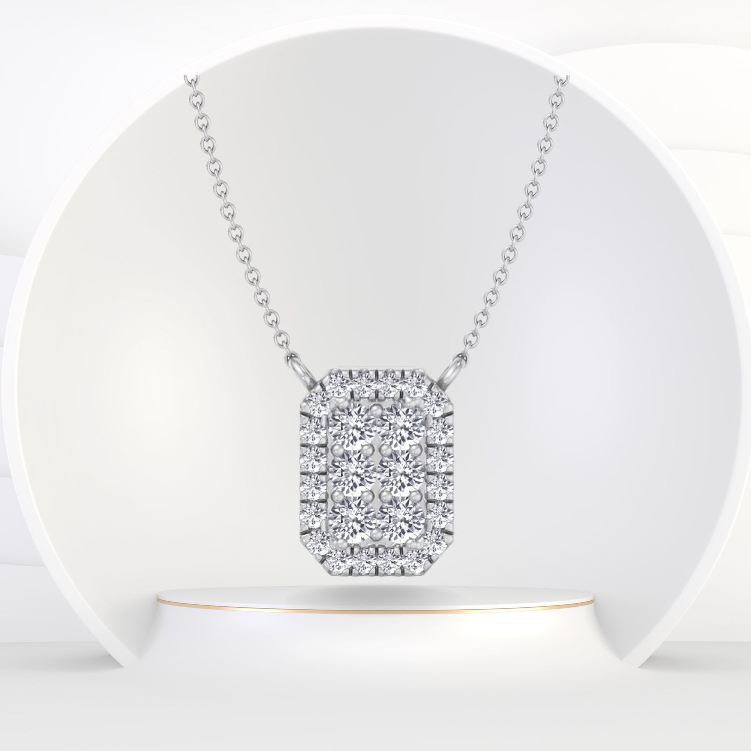 Athens - 1 Carat Emerald Shape Diamond Pendant Necklace - Gem Jewelers Co