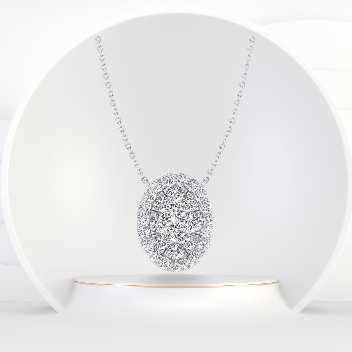 Kyiv - 1 Carat Oval Shape Diamond Pendant Necklace - Gem Jewelers Co