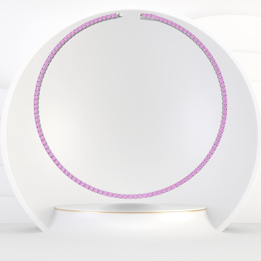 Rosie - Pink Sapphire Tennis Necklace