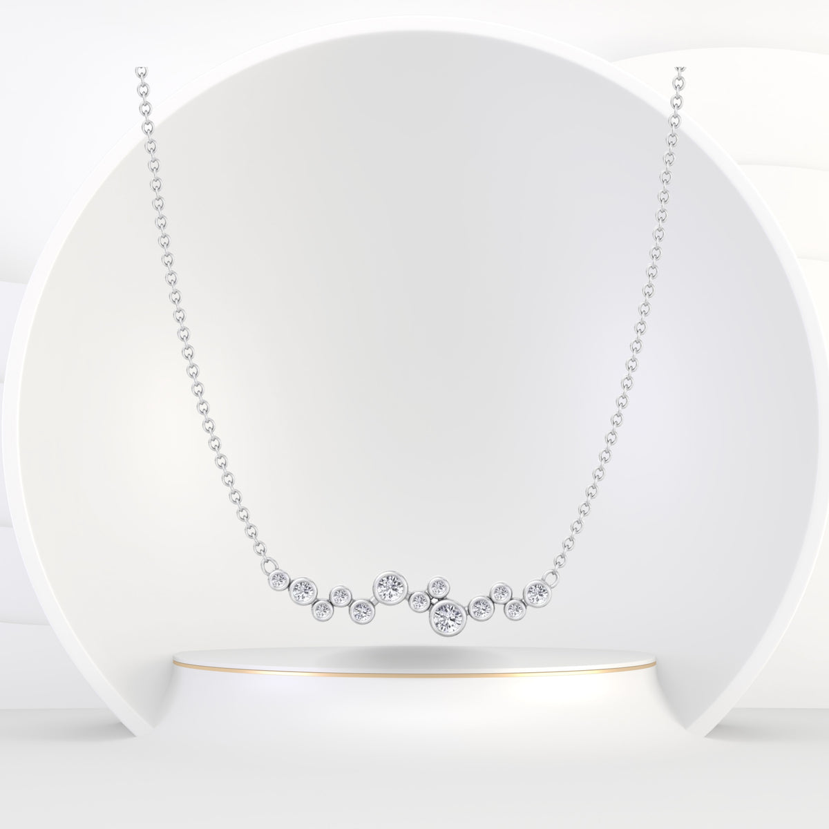 Leonila  - 1/2 Carat TW Bezel Diamond Bar Pendant Necklace - Gem Jewelers Co