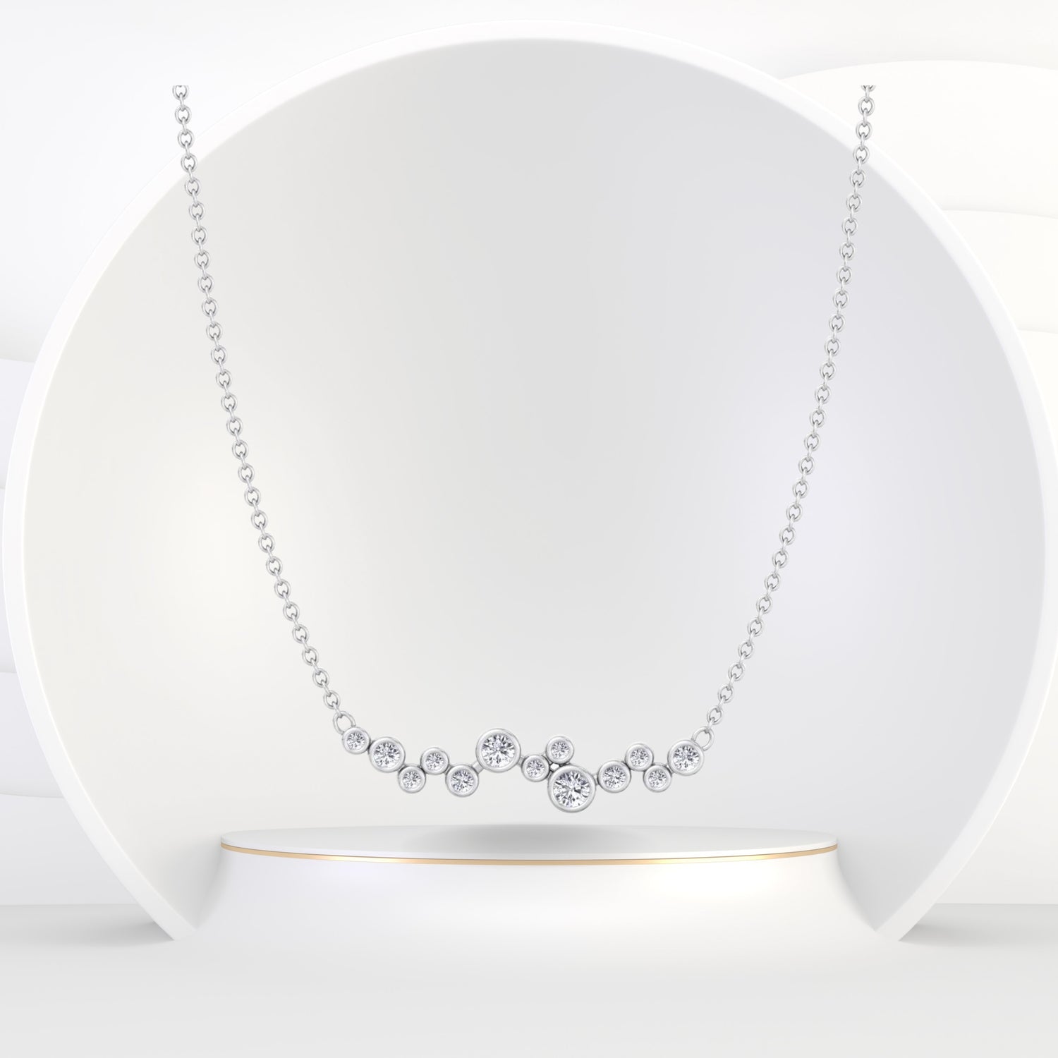 Leonila  - 1/2 Carat TW Bezel Diamond Bar Pendant Necklace - Gem Jewelers Co