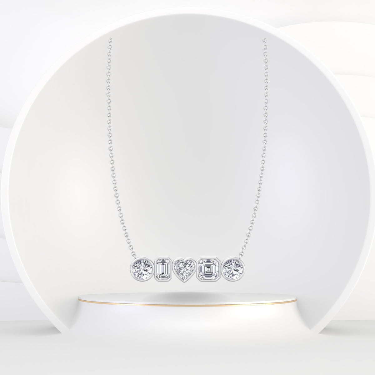 Messina - Bezel Set Multi Shape Diamond Pendant - Gem Jewelers Co