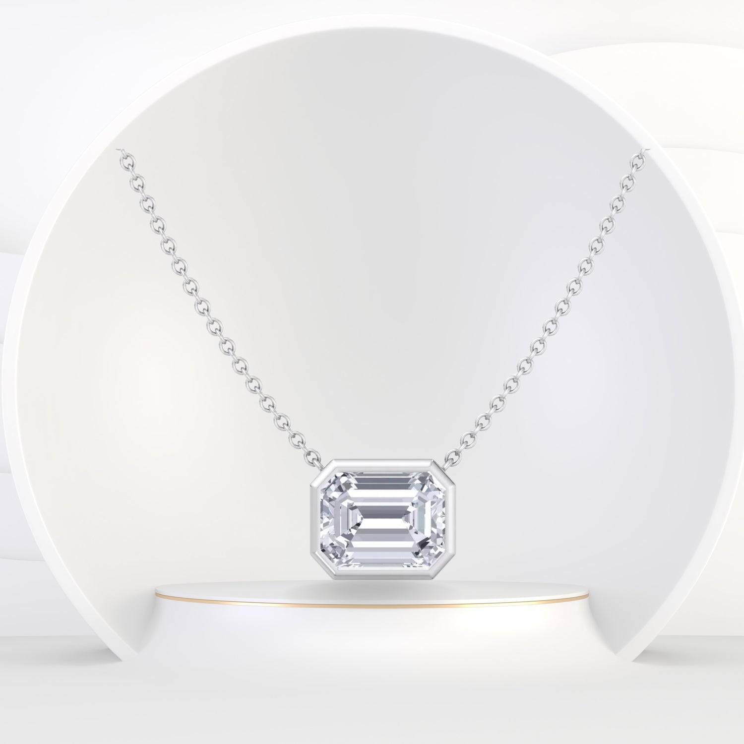 Emerald Cut Natural Diamond Pendant Necklace - Gem Jewelers Co