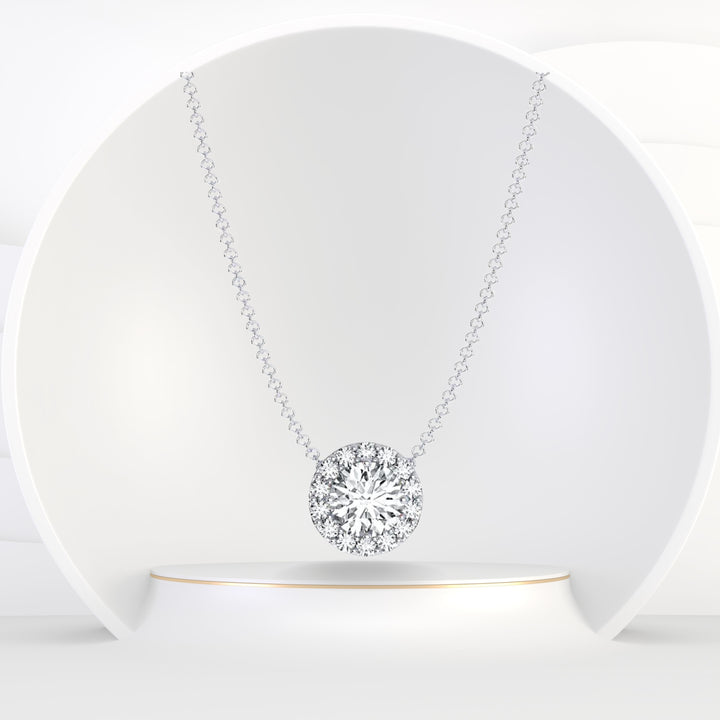 Davy -  Round Halo Diamond Pendant - Gem Jewelers Co