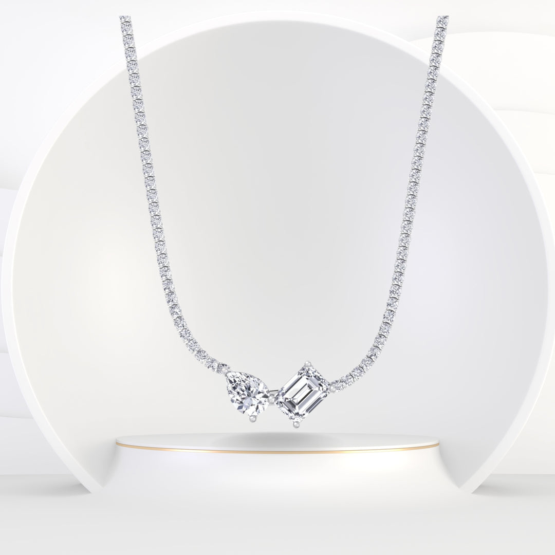 Taron - Toi Et Moi Diamond Tennis Necklace - Gem Jewelers Co