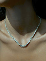 Prong Set Riviera Graduated Natural Diamond Tennis Necklace in Platinum