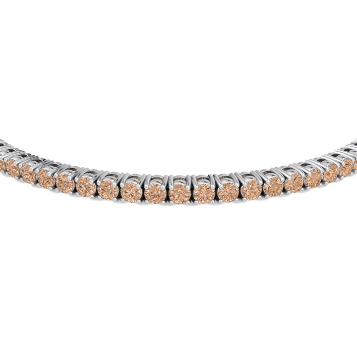 Prong Set Champagne Diamond Tennis Bracelet White 