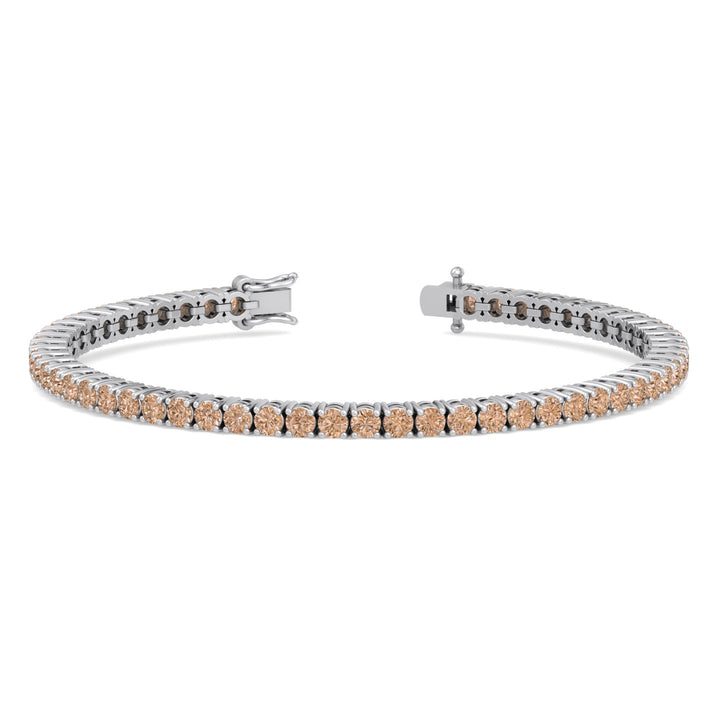 Prong Set Champagne Diamond Tennis Bracelet White Gold