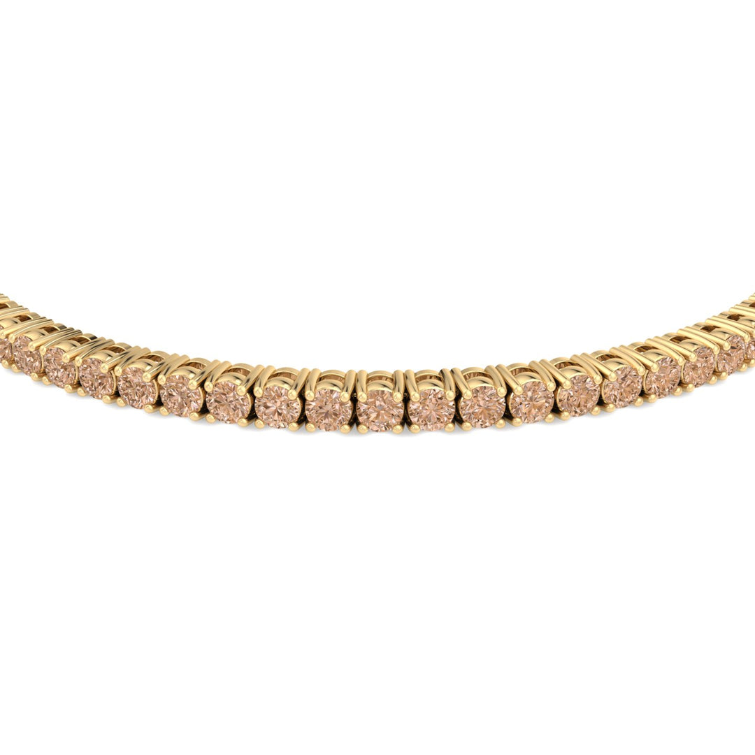 Prong Set Champagne Diamond Tennis Bracelet Yellow Gold