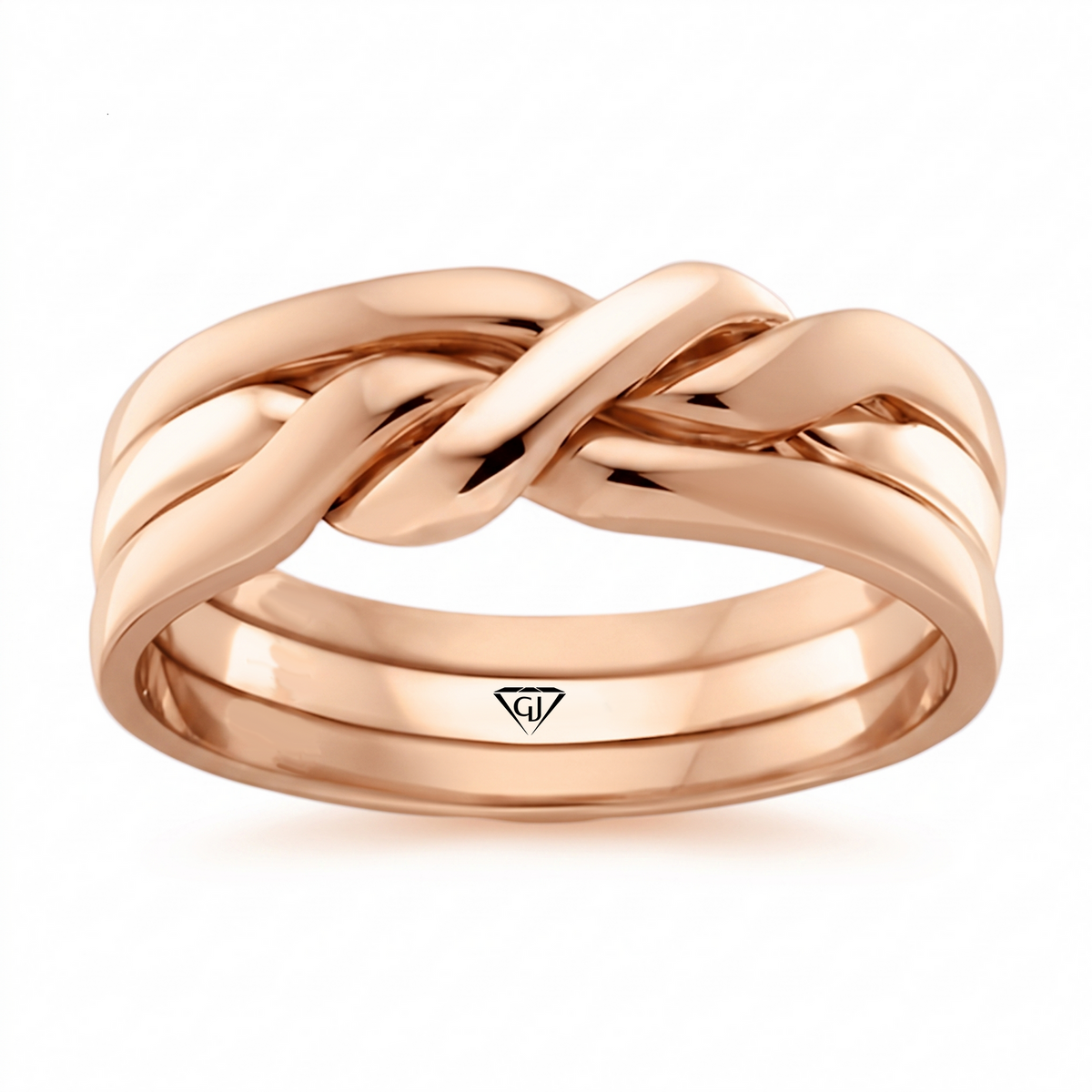 Knotted Puzzle Men's Solid Gold Band RG 2