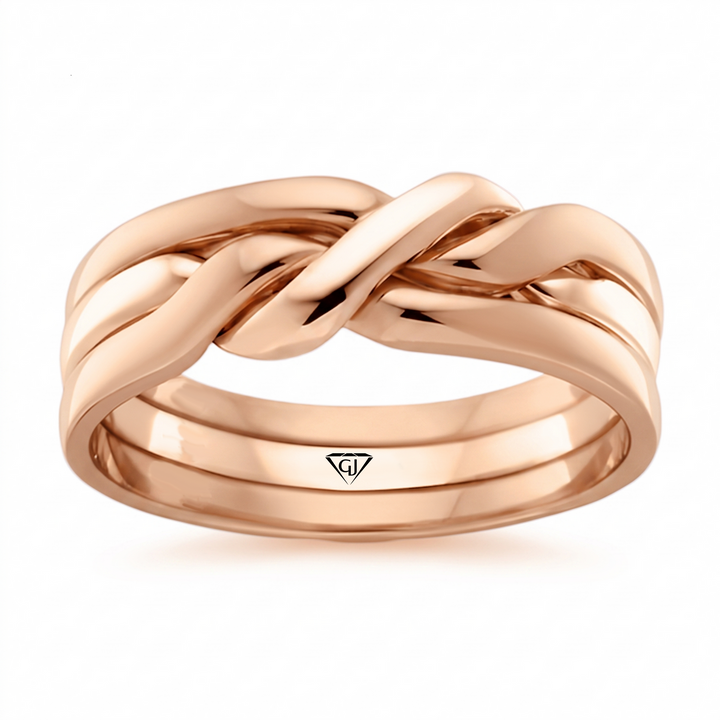 Knotted Puzzle Men's Solid Gold Band RG 2