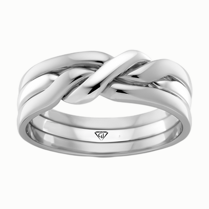 Knotted Puzzle Men's Solid Gold Band WG 2