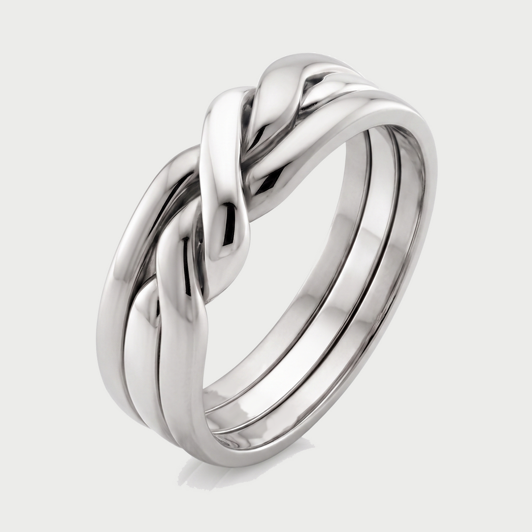Knotted Puzzle Men's Solid Gold Band WG