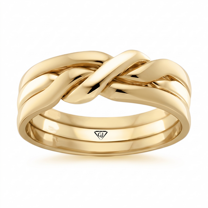 Knotted Puzzle Men's Solid Gold Band YG 2