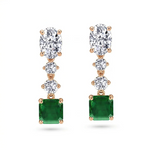 Green Emerald Cushion Cut and Oval & Round Shape Natural Diamond Drop Earrings RG 2