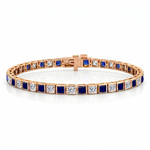 Alternating Princess Cut Blue Sapphire & Natural Diamond Tennis Bracelet RG