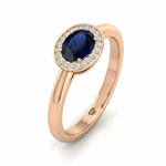Natural Oval Shape Blue Sapphire Halo Engagement Ring RG 2