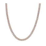 Bezel Set Emerald Shape Natural Diamond Tennis Necklace RG2