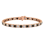 Bezel Set  Princess Cut Natural Black & Natural Diamond Bracelet  RG