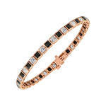 Bezel Set  Princess Cut Natural Black & Natural Diamond Bracelet  RG2