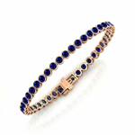 Natural Blue Sapphire Round Bezel Tennis Bracelet RG