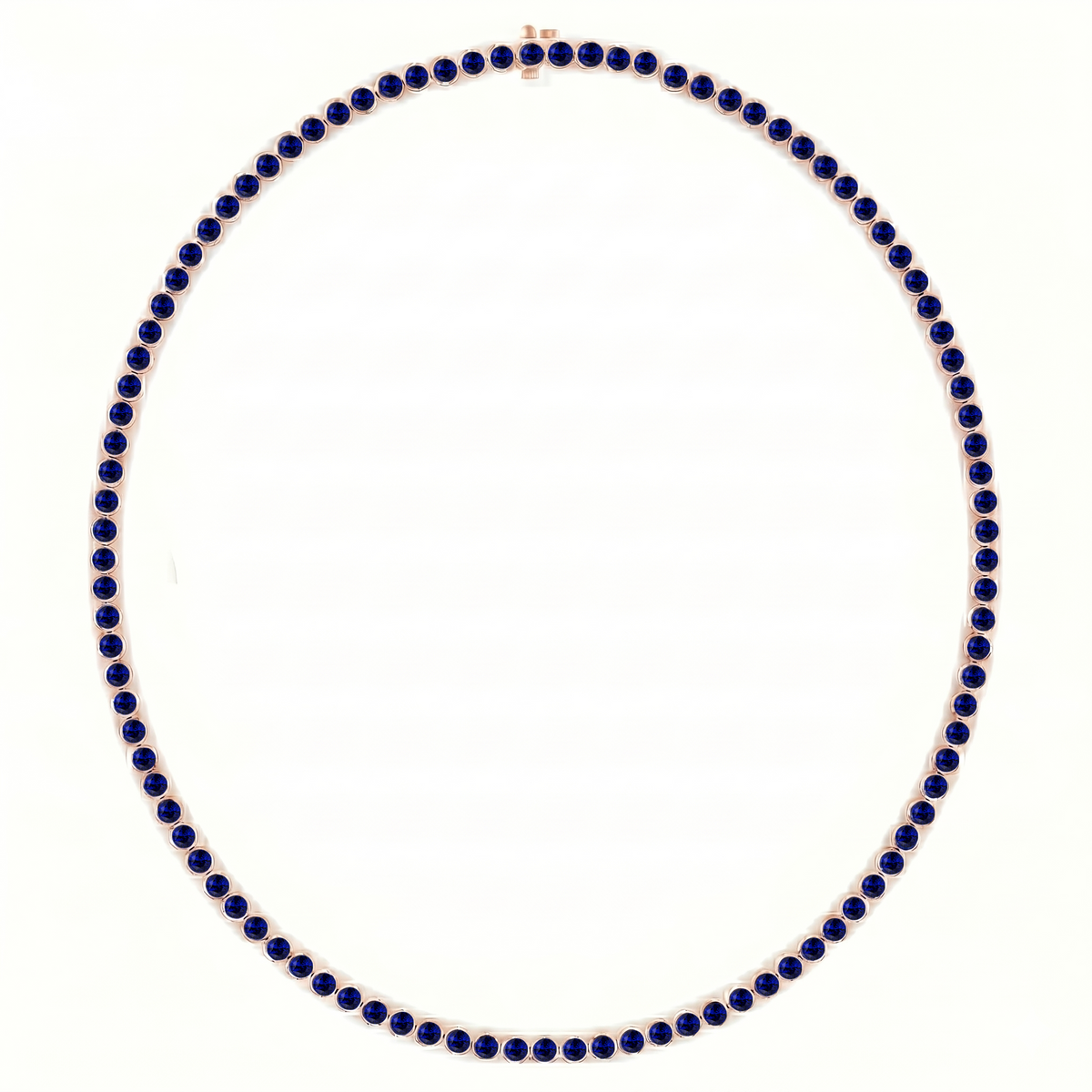 Bezel Set Natural Blue Sapphire Tennis Necklace RG