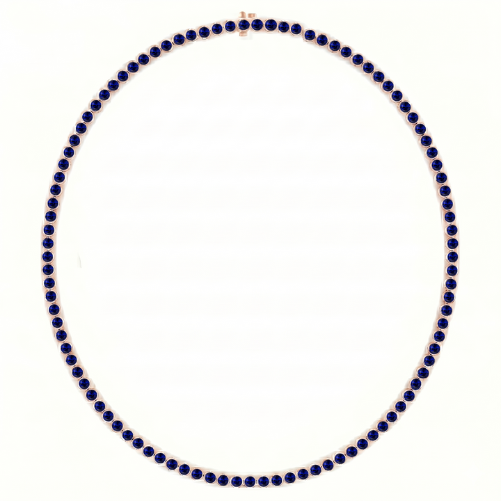 Bezel Set Natural Blue Sapphire Tennis Necklace RG